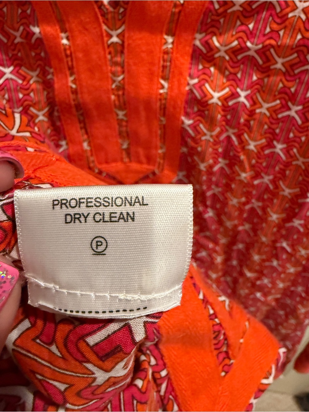 Tory Burch Pink and Orange Geometric Print Top - Picture 4 of 4